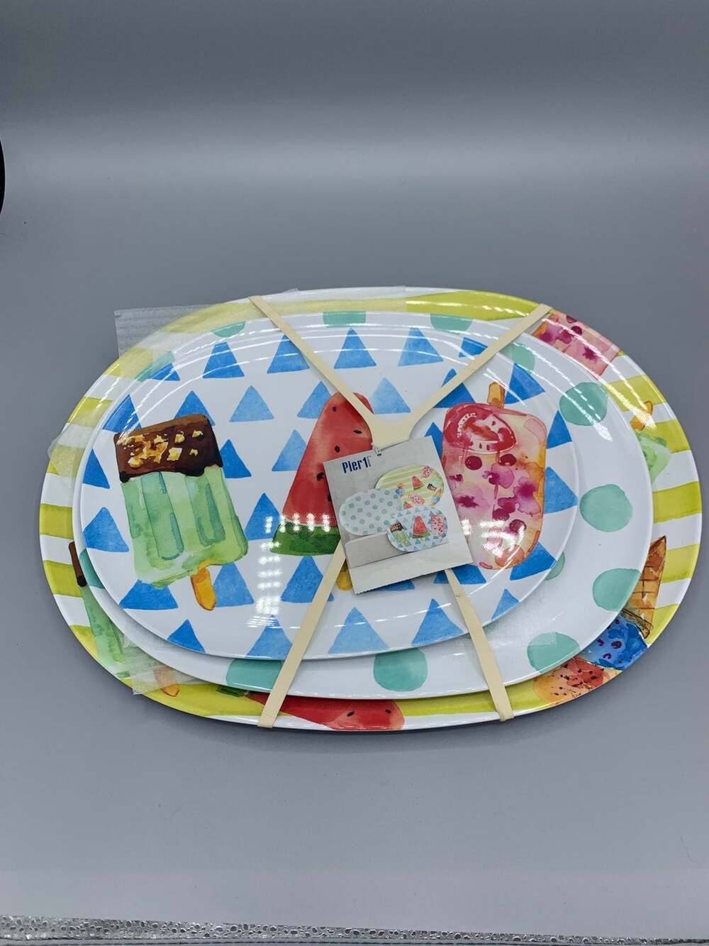 Pier 1 Summer Cool Treats Melamine Platters Set of 3 NWT